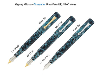 Tanzanite Milano Fountain Pen with Regular and Flex Nib Options