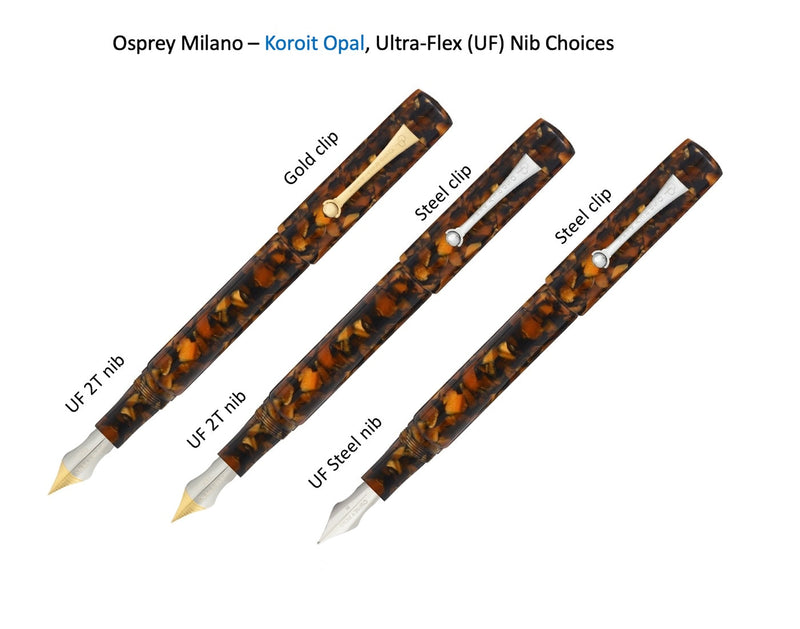 Koroit Opal Milano Fountain Pen with Regular and Flex Nib Options