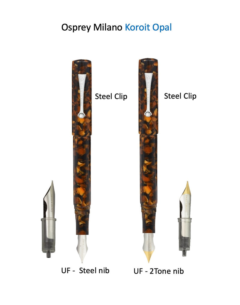 Koroit Opal Milano Fountain Pen with Regular and Flex Nib Options