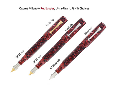 Red Jasper Milano Fountain Pen with Standard and Flex Nib Options