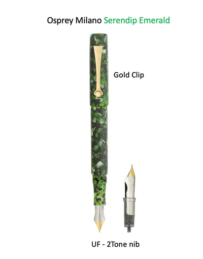 Serendip Emerald Milano Fountain Pen with Standard and Flex Nib Options