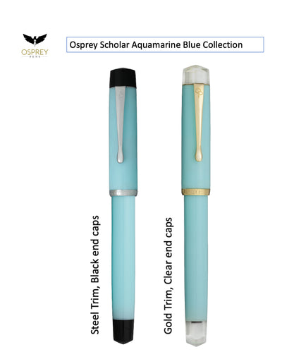 Aquamarine Blue Scholar - Gold trim with clear end caps
