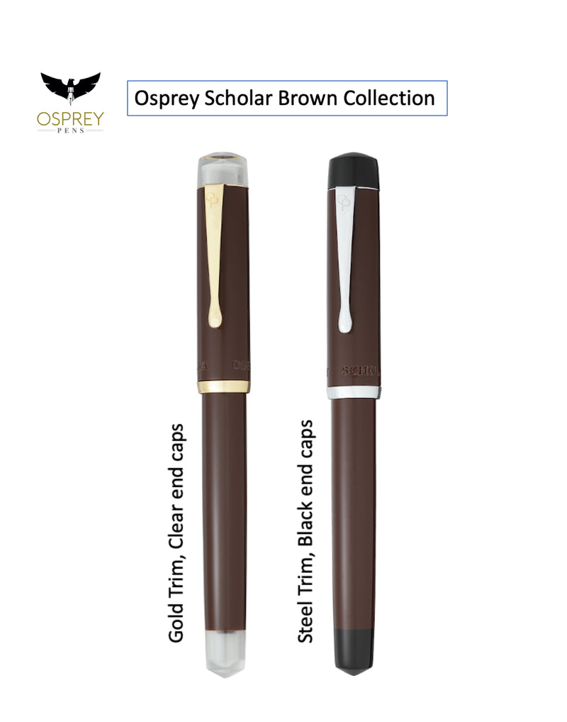 Brown  Scholar - Gold trim with clear end caps