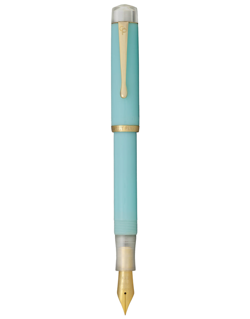 JoWo-compatible Aquamarine Blue Scholar - Clear ends (gold trim)
