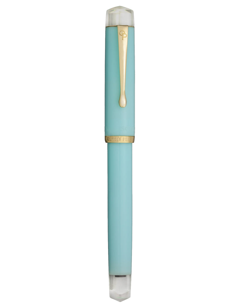 JoWo-compatible Aquamarine Blue Scholar - Clear ends (gold trim)