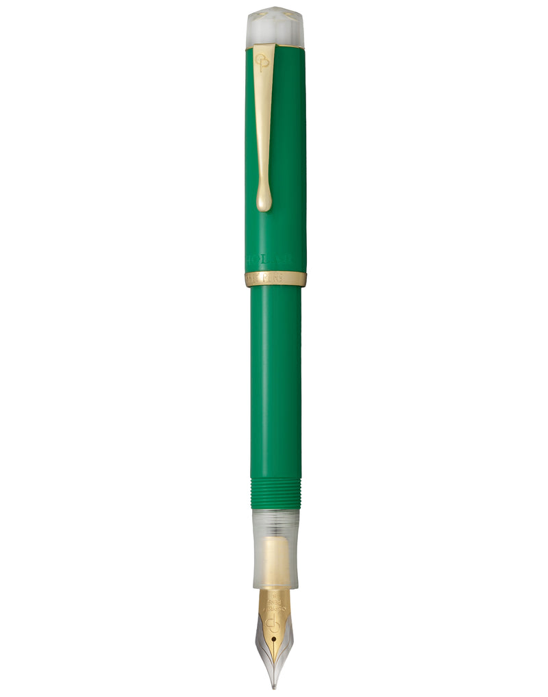 Rainforest Green Scholar - Gold trim with clear end caps