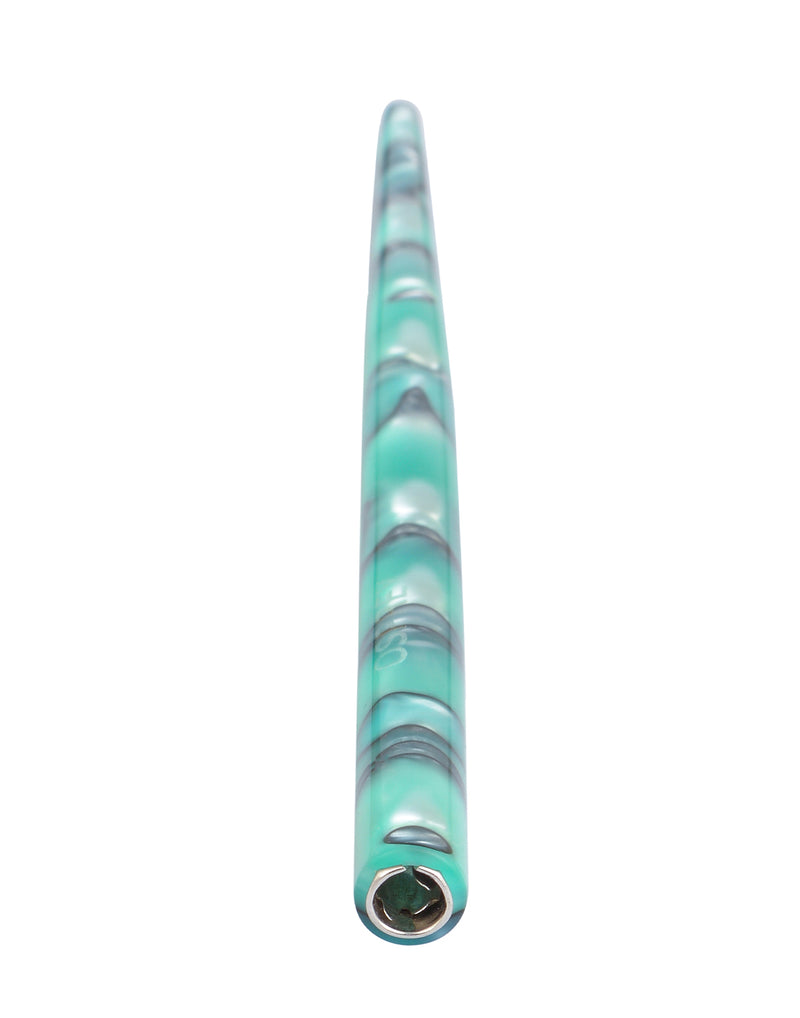 Straight Penholder -  Aqua-Green with Black Swirls - 6.75"