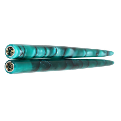 Straight Penholder -  Aqua-Green with Black Swirls - 6.75"