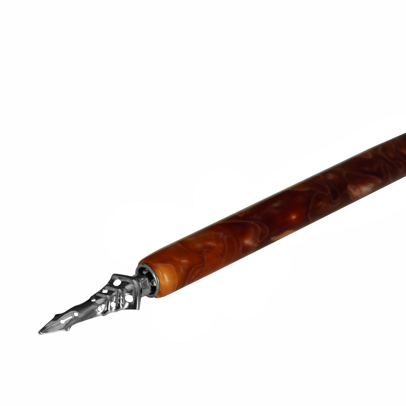 Straight Penholder -  Brown-Black Swirl - 6.75"