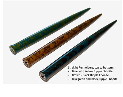 Straight Penholder - BlueGreen-Black Ripple Ebonite