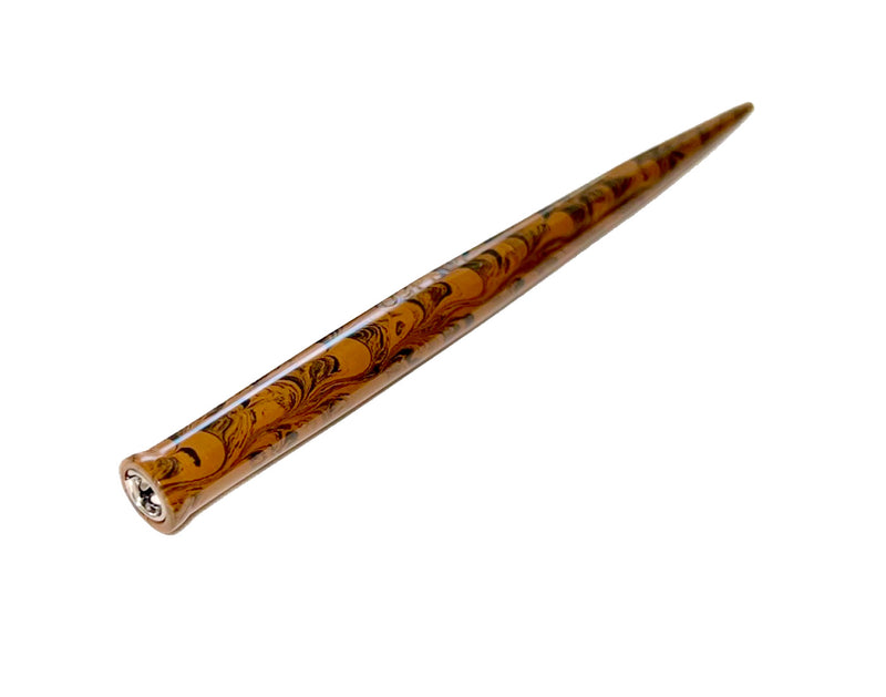 Straight Penholder Ebonite - Brown and Black Ripple 6.75"
