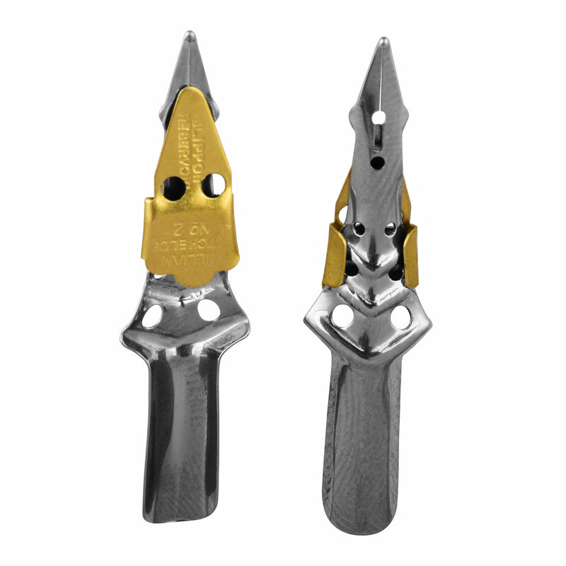 Osprey Delta stainless steel dip nib fitted with reservoir for dip penholder
