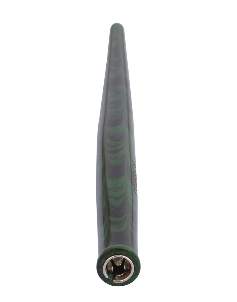 Straight Penholder Ebonite - DarkGreen and Black Ripple 6.75"