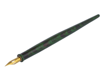 Straight Penholder Ebonite - DarkGreen and Black Ripple 6.75"
