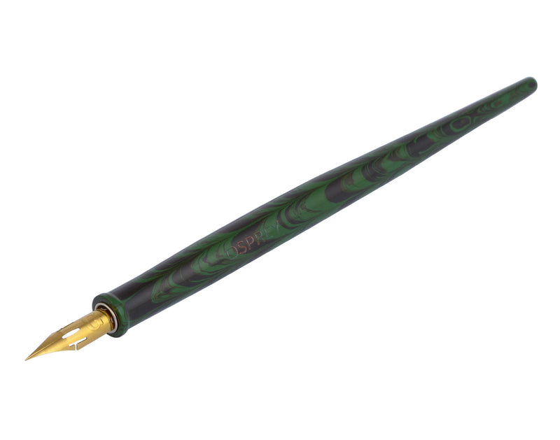 Straight Penholder Ebonite - DarkGreen and Black Ripple 6.75"